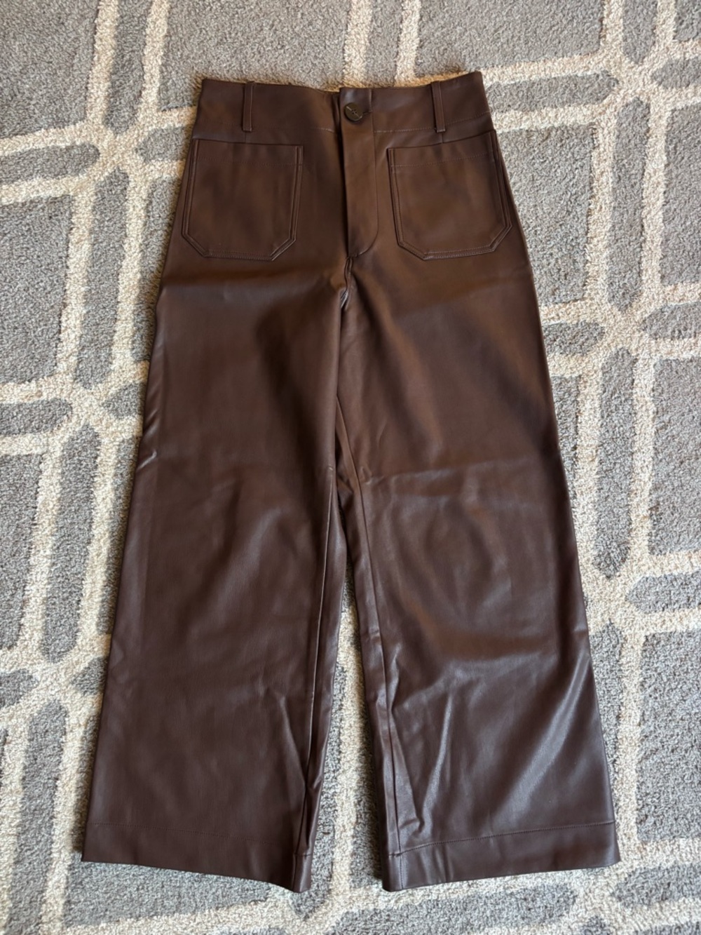 Women’s Maeve The Colette Brown Faux Leather Wide-Leg Pants